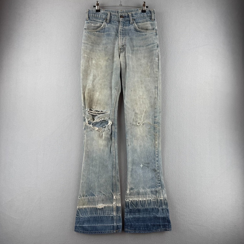 Vintage Levis Jeans Mens 29x35 Blue Denim 646 Flare 70s Faded Distressed USA